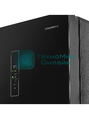 Холодильник Maunfeld MFF183NFBE черный трехкамерный инвертор 270/135л морозилка снизу, Total NoFrost, Side by Side