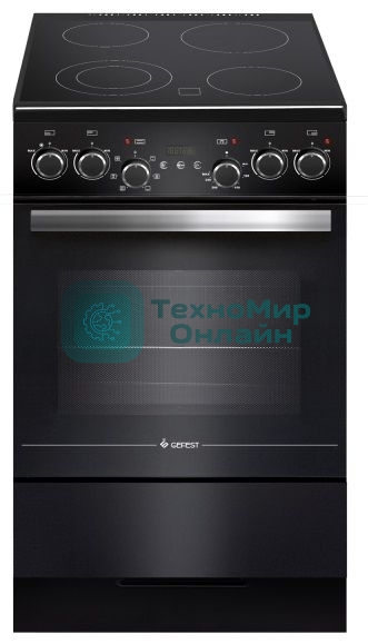 Плита электрическая Gefest ЭП Н Д 5560-03 0057 черный, конфорок 4 электрических, духовка 55 л, 50 см x 85 см x 58.5 см
