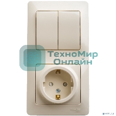 Блок комбинированный GLOSSA розетка защ. шторки с заземл.+ выкл. 2-кл. беж. SchE