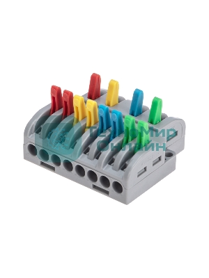 Клемма Rexant СМК 4х2 проходная разветвительная 4 полюса, с монтажной площадкой (1 ввод, 2 вывода на полюс) (20 шт/уп)