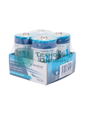 Батарейки щелочные/алкалиновые Gembird Gb-LR20-4B, тип D(LR20), 4шт, коробка