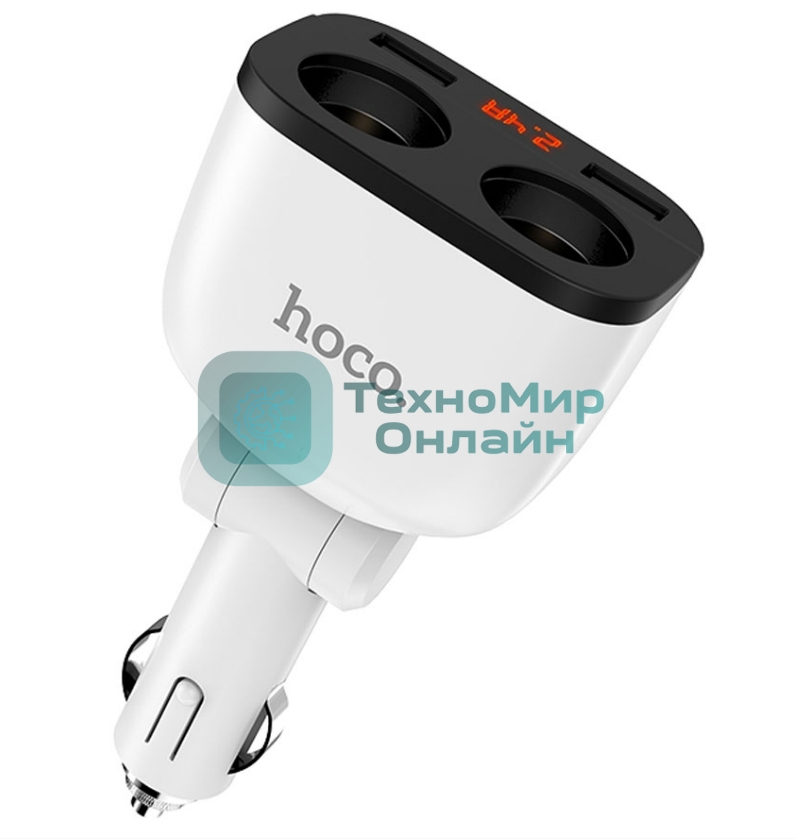 Автомобильная зарядка HOCO Z28 Power Ocean, 2xUSB + 2 прикуриватель, 3.1A, 160W, белый