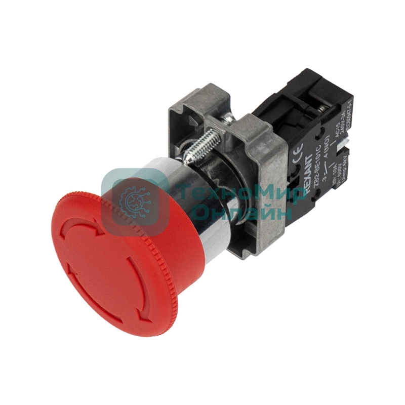 Кнопка Rexant XB2-BS поворотная красная грибок NC