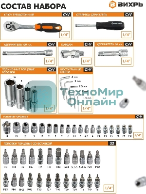 Набор инструментов ВИХРЬ 1/4