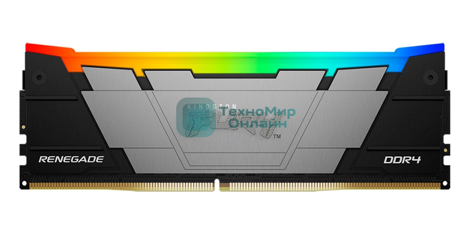 Оперативная память Kingston Fury Renegade, DDR4, 64Gb (2x32GB), 3200MHz, CL16, DIMM, радиатор, RGB, серебристый/черный