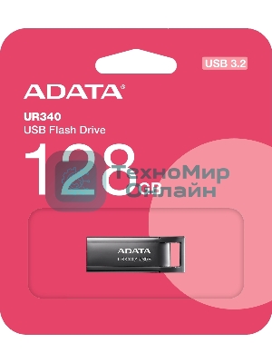 Флешка USB ADATA UR340 (AROY-UR340-128GbK), 128Gb, USB 3.2, R/W 100/30, черный