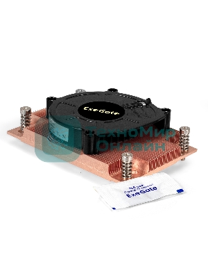 Кулер для процессора ExeGate ESNK-P0062AP4v2.PWM.1U.SP3.Cu медный, 80 мм, медь, 6300 об/мин, 63 дБ, 4 pin, 165 Вт, 27 мм