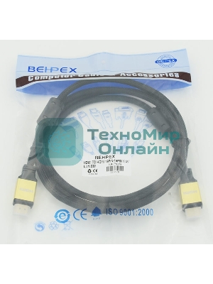 Кабель HDMI Behpex Ver.1.4 Gold jack HDMI(19pin)/HDMI(19pin) 1.8м феррит.кольца позолоченные контакты