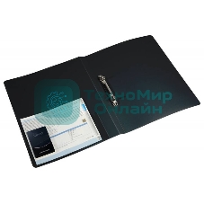 Папка на 2-х кольцах Бюрократ -0812/2RBLCK A4, пластик, 0.8мм корешок 40мм, карман внутренний с вставкой черный