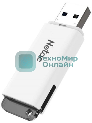 Флешка USB Netac U185 (NT03U185N-064G-20WH), 64Gb, USB 2.0, R/W 25/10, белый/серый
