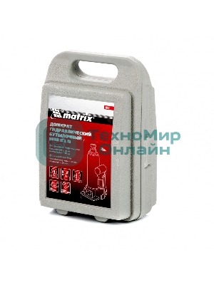 Домкрат гидравлический бутылочный Matrix, 2 т, h подъема 181–345 мм, в пласт. кейсе