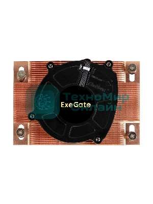 Кулер для процессора ExeGate ESNK-P0062AP4v2.PWM.1U.SP3.Cu медный, 80 мм, медь, 6300 об/мин, 63 дБ, 4 pin, 165 Вт, 27 мм