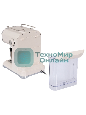 Кофеварка рожковая Hyundai HEM-5300 бежевый/серебристый, исп. кофе - молотый, 1.5 л, 850 Вт, 20 бар