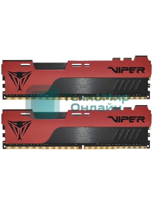 Оперативная память Patriot Viper Elite II, DDR4, 32GB (2x16 GB), 3200 MHz, CL18, DIMM, радиатор, красный, черный