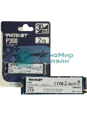 Накопитель SSD Patriot P300, 2Tb, PCIe 3.0 x4, M.2 2280, NVMe, R/W 2100/1650