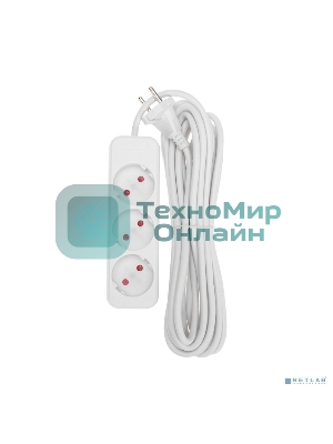 Удлинитель Rexant STANDARD 3 гнезда, 5 м, 2х1,0мм², б/з, белый