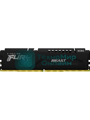 Оперативная память Kingston Fury Beast, DDR5, 16Gb (1x16Gb), 6000MHz, CL30, DIMM, с радиатором, черный
