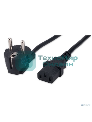 Кабель питания Гарнизон GPC-186-0.75-3M, Schuko- C13, 3x0.75мм2, 10А, CCA, с заземлением, 3м, черный, пакет