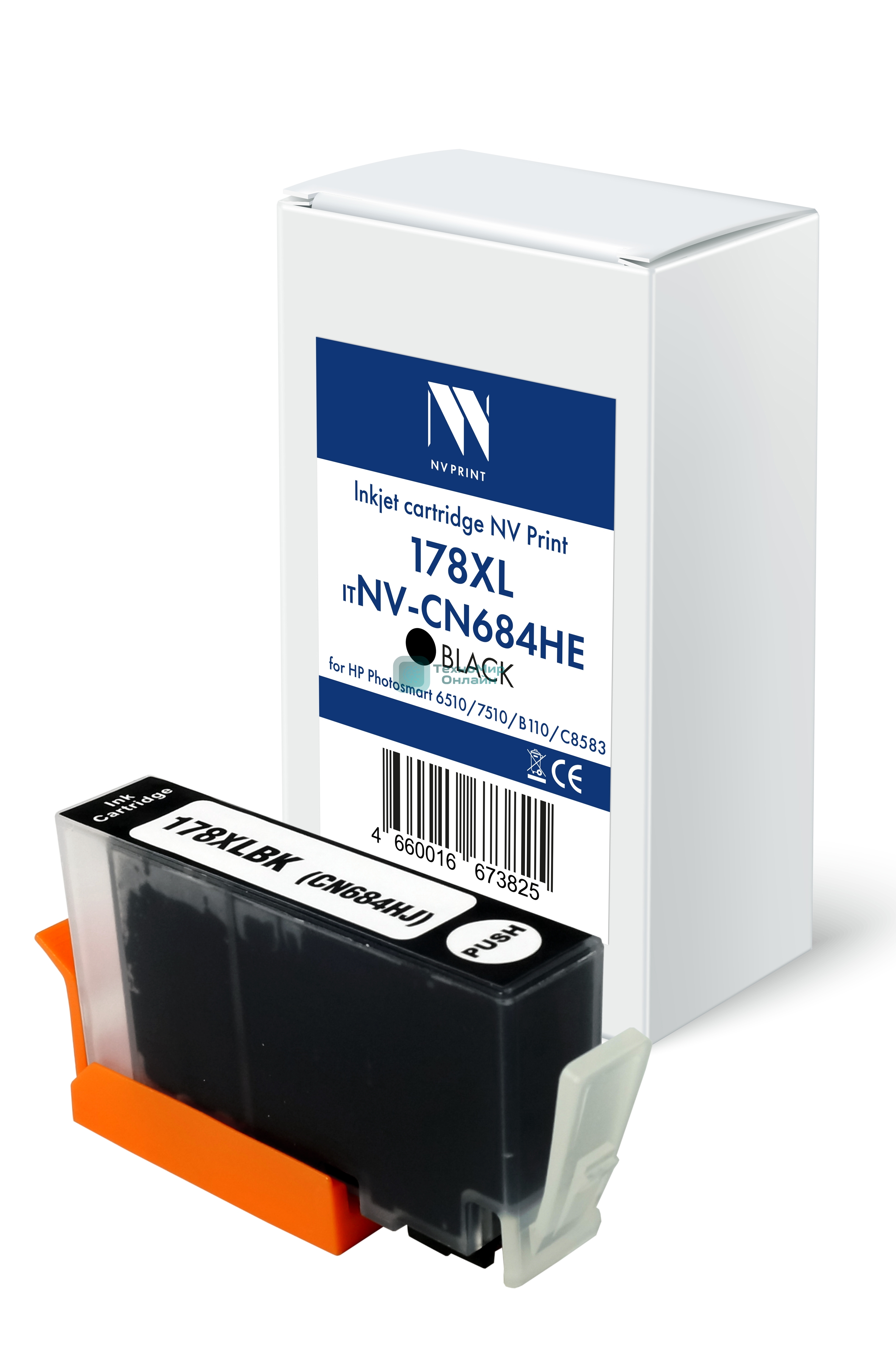 Картридж струйный NVPrint 178XL (NV-CN684HE) Black для HP Photosmart 6510/7510/B110/C8583 (24 мл) совместимый