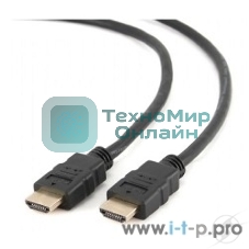 Кабель Cablexpert HDMI CC-HDMI4-1M, 19M/19M, v2.0, медь, позол.разъемы, экран, 1м, черный, пакет