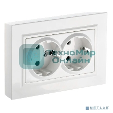 Розетка 2-я с з/к без з/ш IEK BRITE 16А в сб. РС12-3-БрБ белый