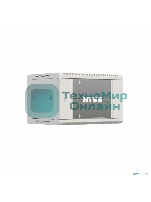 Шкаф коммутационный NTSS Премиум (NTSS-W6U6045GS-2) настенный 6U 600x450 мм пер. дв. стекл 60 кг серый IP20 сталь