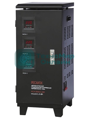 Стабилизатор напряжения Ресанта ACH-9000/3-ЭМ электромеханический трехфазный серый