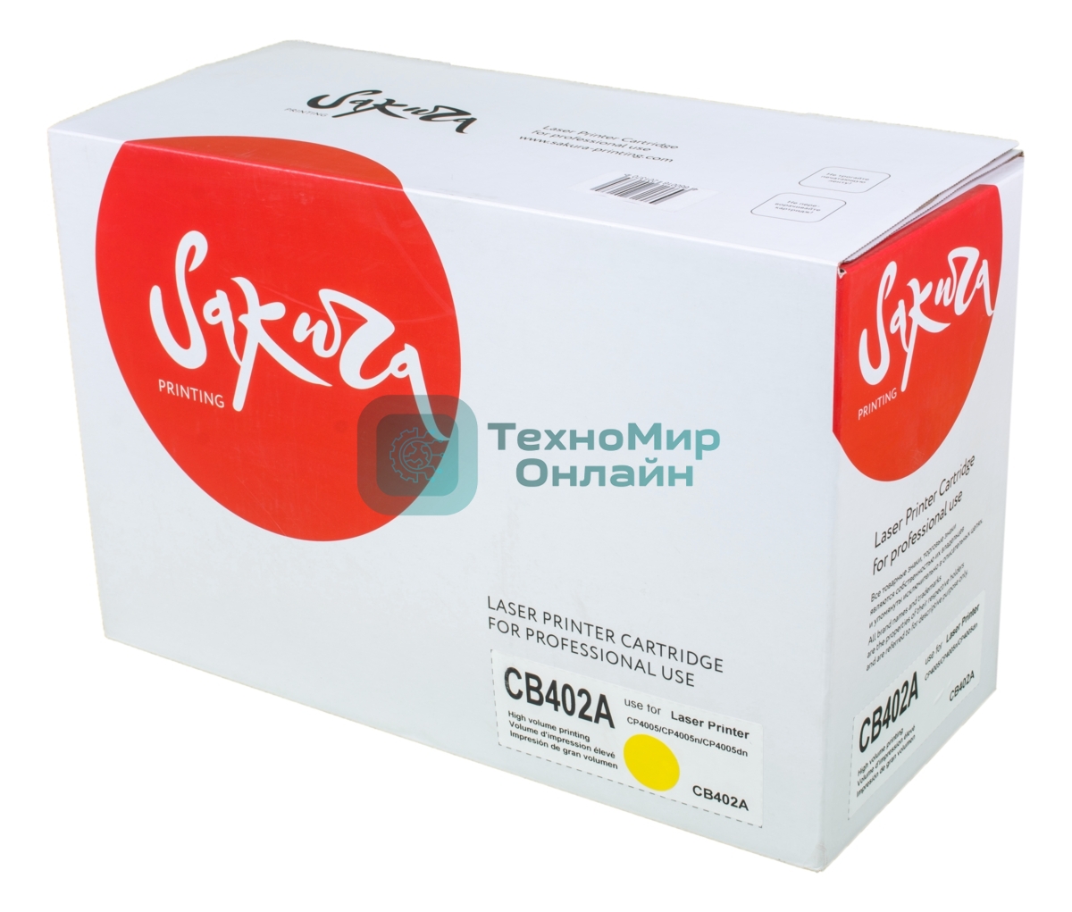Картридж лазерный Sakura CB402A для HPColor LaserJet CP4005/CP4005n/CP4005dn, желтый, 7500 к.