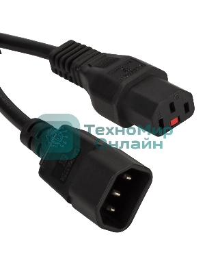 Шнур питания Lanmaster C13-C14, 3х0.75, 220В, 10А, черный, 1.8 метра