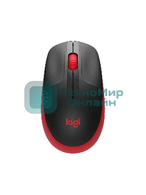 Мышь беспроводная Logitech M190 черный/красный, 1000 dpi, радиоканал, USB, кнопки - 3