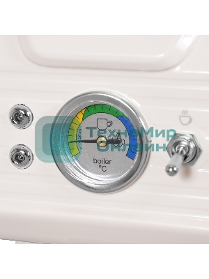 Кофеварка рожковая Hyundai HEM-5300 бежевый/серебристый, исп. кофе - молотый, 1.5 л, 850 Вт, 20 бар