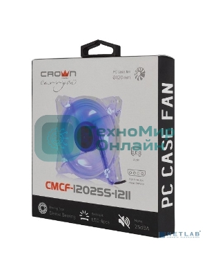 Вентилятор для корпуса Crown CMCF-12025S-1211 прозрачный/синий, 120 мм, 1650 об/мин, 28 дБ, 3 pin