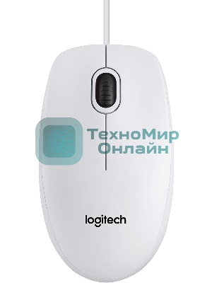 Мышь проводная Logitech B100 белый, 1000 dpi, USB, кнопки - 3