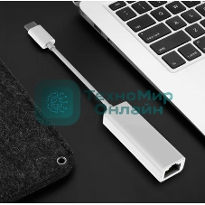 Адаптер GoPower Type-C (m)-RJ-45 (f) 100 мб/с белый (1/100)