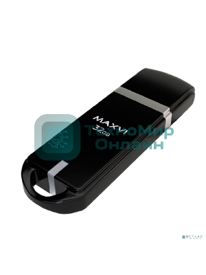 Флешка USB Maxvi P3 32Gb USB 2.0 черный, монолит с колпачком, ABS пластик