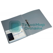 Папка на 2-х кольцах Бюрократ -0812/2RGREY A4, пластик, 0.8мм корешок 40мм, внутренний и торцевой карман, серый
