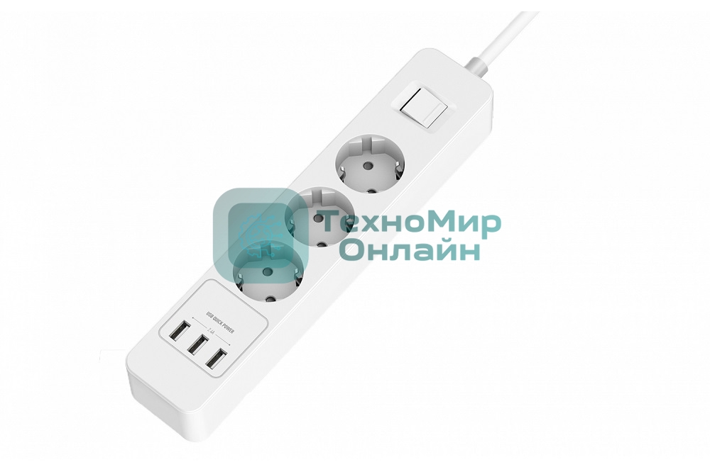 Удлинитель с USB зарядкой Harper UCH-330 White