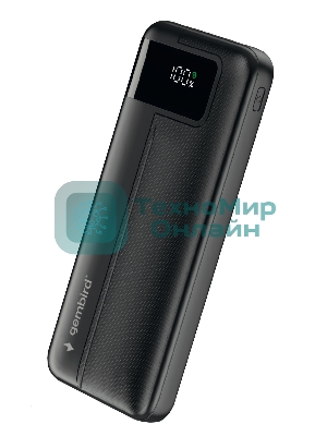 Портативный аккумулятор Gembird GPB-10Q, 10000мА·ч, QC/PD, дисплей, черный
