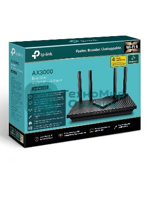 Роутер беспроводной TP-Link Archer AX55 AX3000 10/100/1000BASE-TX черный