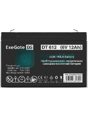 Батарея для ИБП ExeGate EP234537RUS DT 612/EXG6120 (6V 12Ah) клеммы F1
