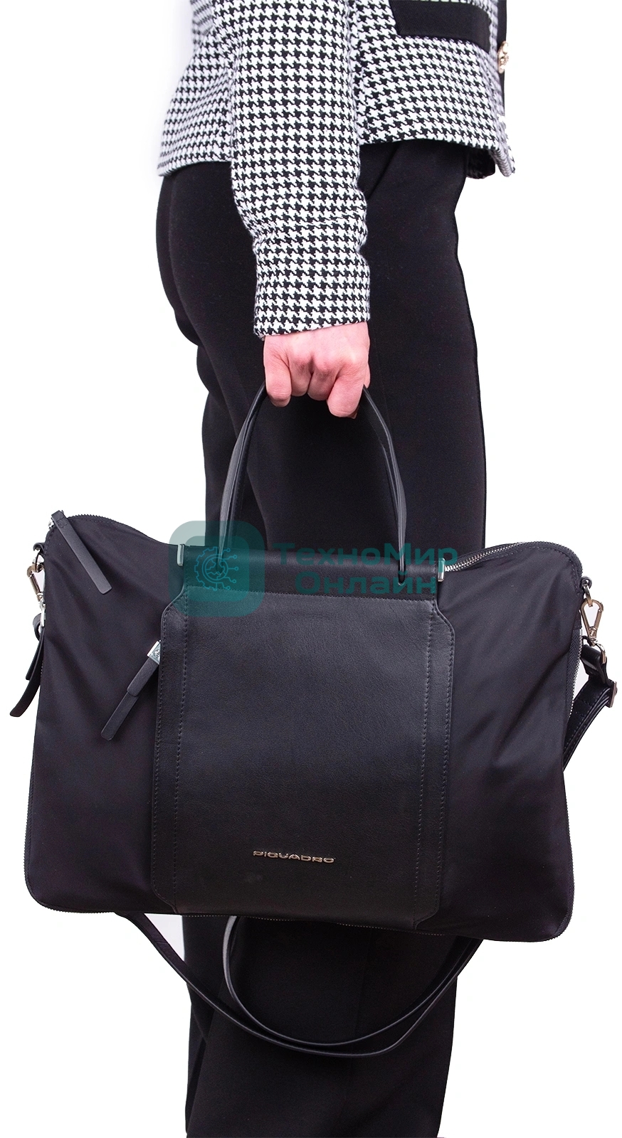 Деловая сумка женская Piquadro Lyra CA4021W92T/N с отделением для ноутбука черный ткань/натур.кожа
