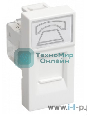 Розетка телефонная RJ-11 IEK (CKK-40D-RT1-K01) РКФ-10-00-П кат.3 (на 1 модуль) ПРАЙМЕР белая