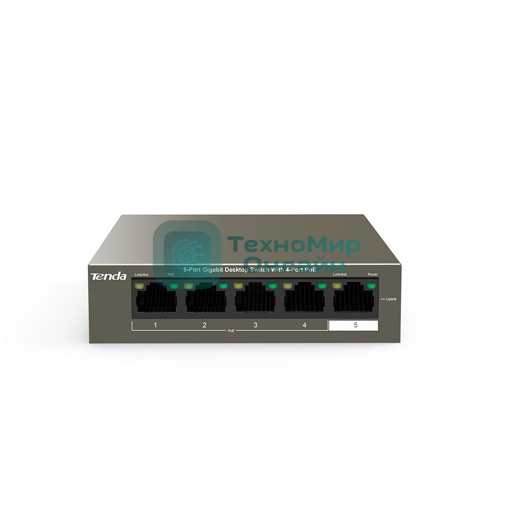 Коммутатор 5PORT 1000M 4POE Tenda TEG1105P-4-63W