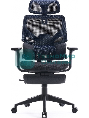 Кресло Cactus CS-CHR-MC01-BLBK синий, сетка, подголовник, подставка для ног