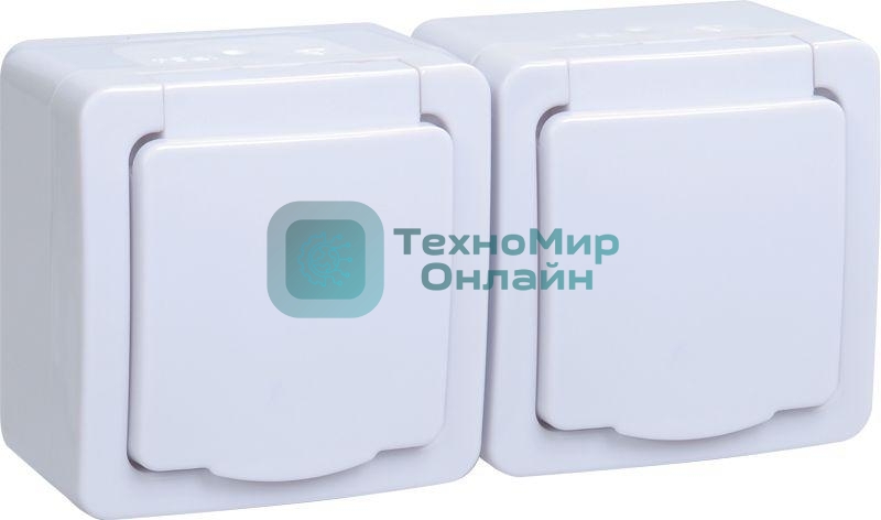 Розетка двухместная с з/к с крышкой для открытой установки РСб22-3-ГПБб IP54 серия 