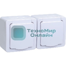 Розетка двухместная с з/к с крышкой для открытой установки РСб22-3-ГПБб IP54 серия 