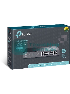 Коммутатор TP-Link SMB TL-SG1016PE Easy Smart гигабитный 16-портовый коммутатор с 8 портами PoE+