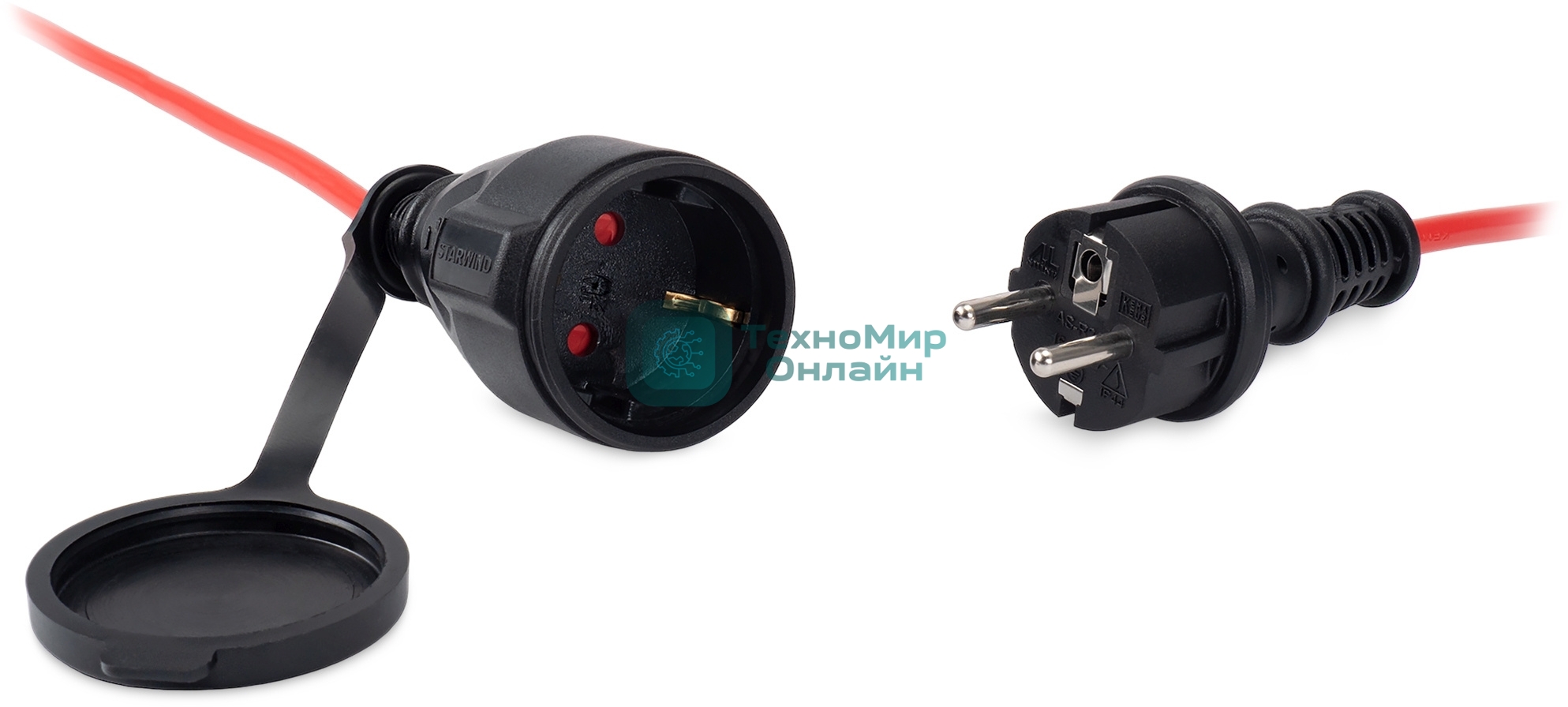 Удлинитель силовой Starwind ST-PS1.20/R-16 3x1.0 кв.мм 1 розет. 20 м ПВС 16A без катушки красный