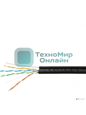 Кабель SkyNet Premium UTP outdoor 4x2x0,51 на тросу, медный, FLUKE TEST, кат.5e, однож., 305 м, на катушке, черный