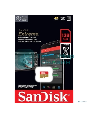 Флеш карта microSD 128Gb SanDisk microSDXC Class 10 UHS-I A2 C10 V30 U3 Extreme 190MB/s